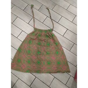 Look At Me Maxi Skirt Boho Festival Green Pink Circles Tie Waist One Size